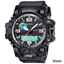 Load image into Gallery viewer, BOAMIGO brand men sports watches dual display analog digital LED Electronic quartz watches 50M waterproof swimming watch F5100