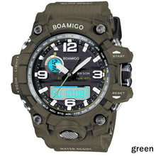 Load image into Gallery viewer, BOAMIGO brand men sports watches dual display analog digital LED Electronic quartz watches 50M waterproof swimming watch F5100