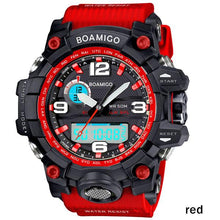 Load image into Gallery viewer, BOAMIGO brand men sports watches dual display analog digital LED Electronic quartz watches 50M waterproof swimming watch F5100