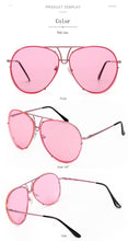 Load image into Gallery viewer, ROYAL GIRL Retro Brand Women Sunglasses Oversize Pilot Rimless 2017 Hot Summer Ombre Glasses ss627