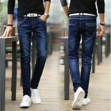 Load image into Gallery viewer, Casual Biker Motor Male Trousers 2018 Blue Buttons Pockets Design Slim Fit Skinny Denim Pants Men&#39;s jeans Stretch Joggers Jeans