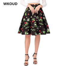 Load image into Gallery viewer, WKOUD Women High Waist Skirts 2018 Spring Vintage Digital Printed Skirt Female Casual Wear Bottoms Knee-Length Saias H1062