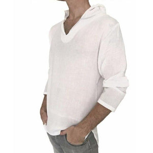 Men T-Shirts Long Sleeve V-Neck Hoodie