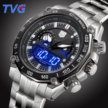 Load image into Gallery viewer, TVG Top Luxury Brand Men Full Steel Watches Men's Quartz Analog Digital LED Clock Man Fashion Sports Army Military Wrist Watch