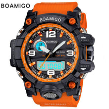 Load image into Gallery viewer, BOAMIGO brand men sports watches dual display analog digital LED Electronic quartz watches 50M waterproof swimming watch F5100